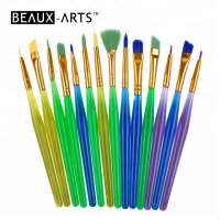 15 pc mini sparkle plastic handle nylon hair paint roller brush set