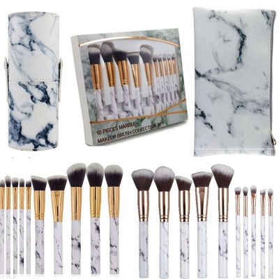 2020 Hot sell marble 10Pcs/Set Makeup Brushes  support customized service with unique logo