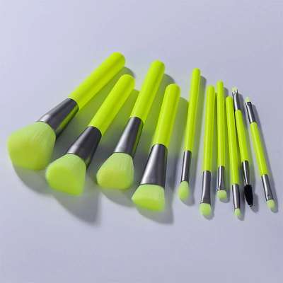 Professional High Quality Synthetic Neon Vegan Green Makeup Brushes