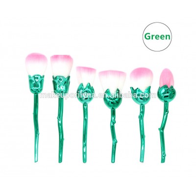 6pcs Colorful  Glitter Flower Rose Shape 2020 new arrivals makeup brushes